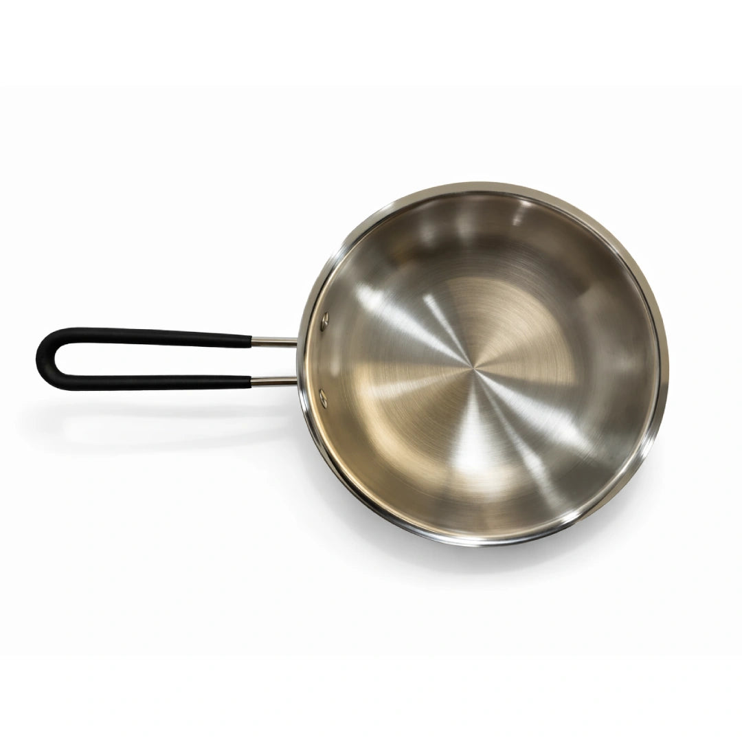 IndiChef Tri-Ply Stainless Steel Fry Pan – 1 Litre, 18 CM/180 MM | Heavy-Duty Base for Low-Oil, Healthy Cooking | Suitable for Induction & Gas | Durable, Scratch-Resistant Surface | 5 Year warrenty