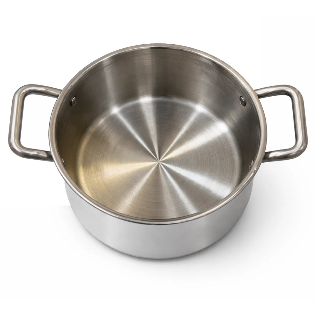IndiChef Tri-Ply Stainless Steel Saucepot/Casserole – 1 Litre, 14 CM/140 MM | Heavy-Duty Base for Low-Oil, Healthy Cooking | Suitable for Induction & Gas | Durable, Scratch-Resistant Surface | 5 Year warrenty