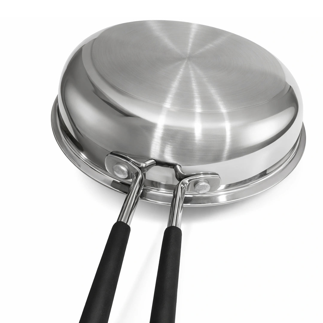 IndiChef Tri-Ply Stainless Steel Fry Pan – 1 Litre, 18 CM/180 MM | Heavy-Duty Base for Low-Oil, Healthy Cooking | Suitable for Induction & Gas | Durable, Scratch-Resistant Surface | 5 Year warrenty