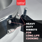 IndiChef Triply Stainless Steel Pressure Cooker, Heavy-Duty Base for Low-Oil, Healthy Cooking | Suitable for Induction & Gas | Durable, Scratch-Resistant Surface | 5 Year warrenty