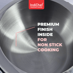 IndiChef Triply Stainless Steel Pressure Cooker, Heavy-Duty Base for Low-Oil, Healthy Cooking | Suitable for Induction & Gas | Durable, Scratch-Resistant Surface | 5 Year warrenty