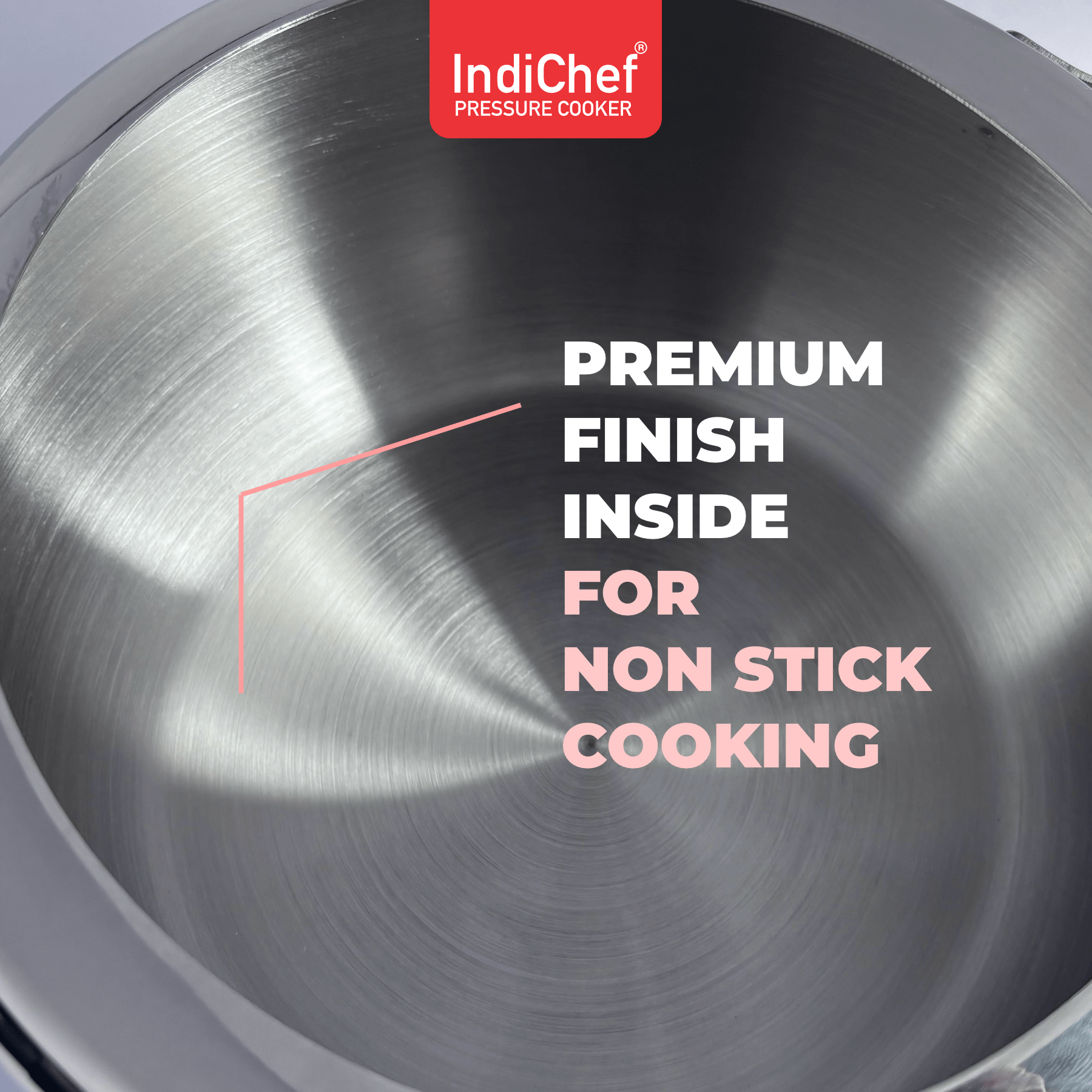 IndiChef Triply Stainless Steel Pressure Cooker, Heavy-Duty Base for Low-Oil, Healthy Cooking | Suitable for Induction & Gas | Durable, Scratch-Resistant Surface | 5 Year warrenty
