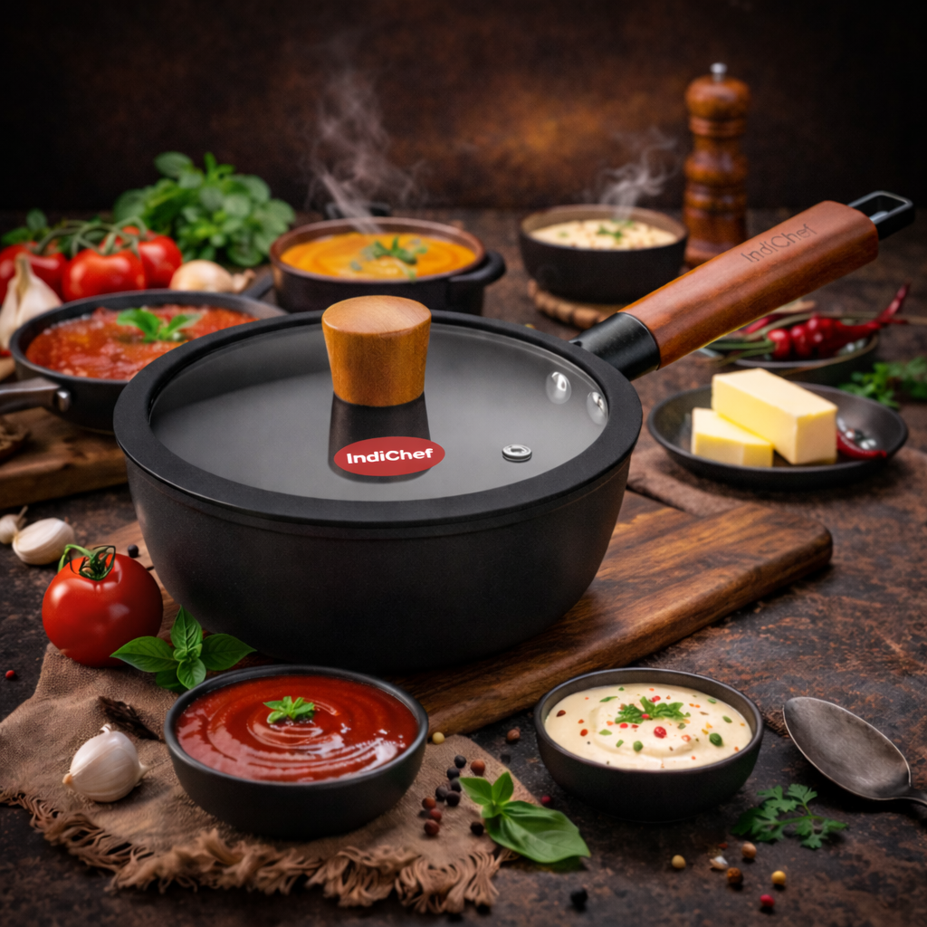 Indichef Titanium Coated Cast Iron Sause Pan