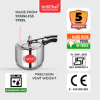 IndiChef Triply Stainless Steel Pressure Cooker, Heavy-Duty Base for Low-Oil, Healthy Cooking | Suitable for Induction & Gas | Durable, Scratch-Resistant Surface | 5 Year warrenty