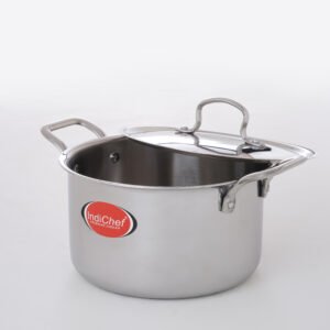 IndiChef Pot 22 cm diameter 4.2 L capacity with Lid (Triply, Induction Bottom)